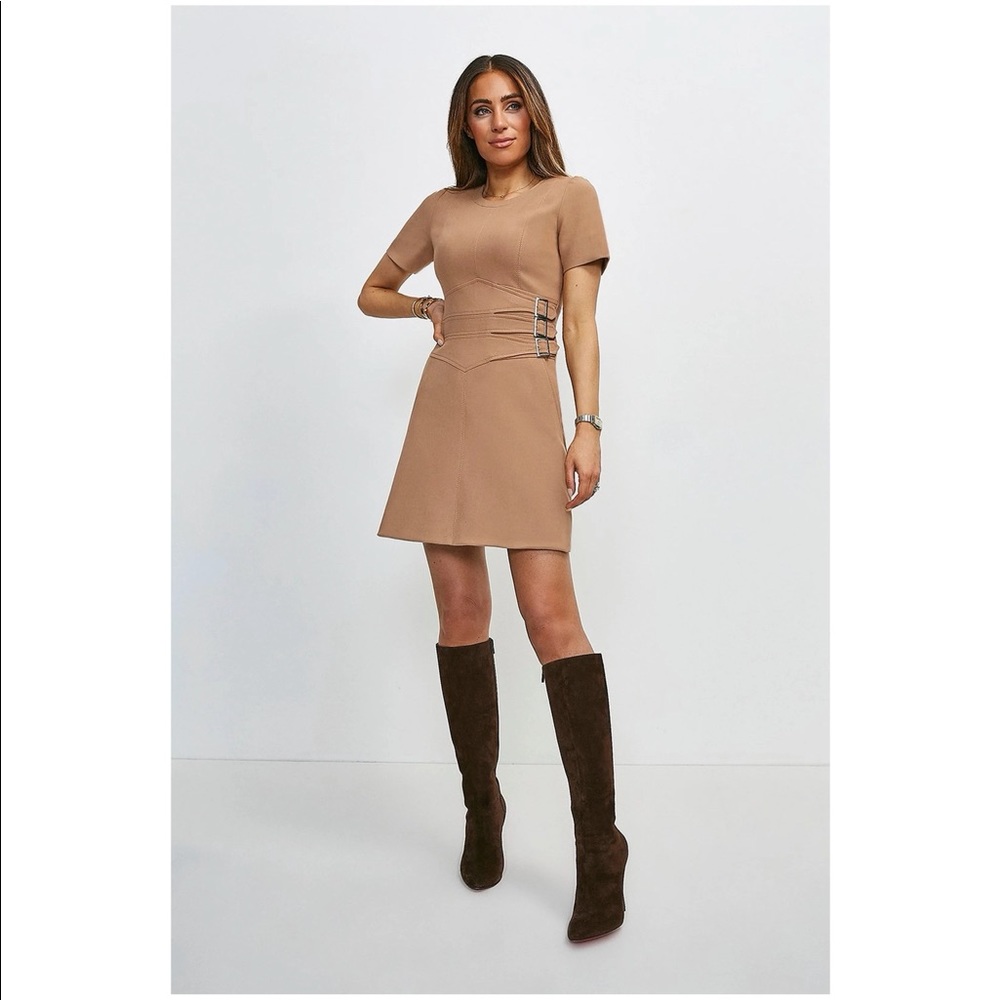 Nude Tri-Buckle A-Line dress